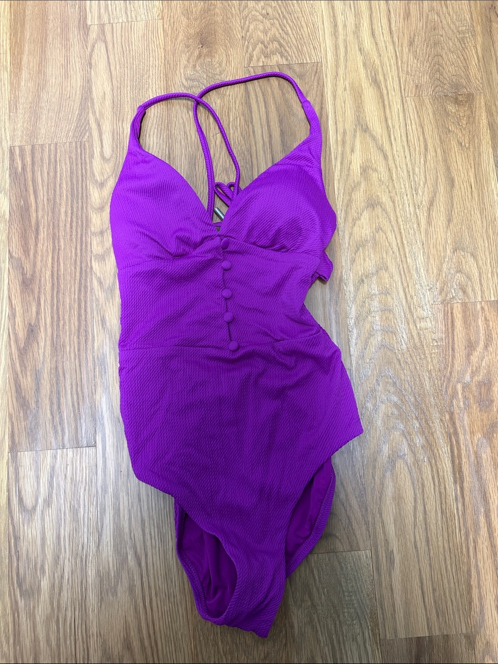 Red Carter Purple One-Piece Swimsuit with Button Front